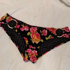 Black floral swim suit bottom